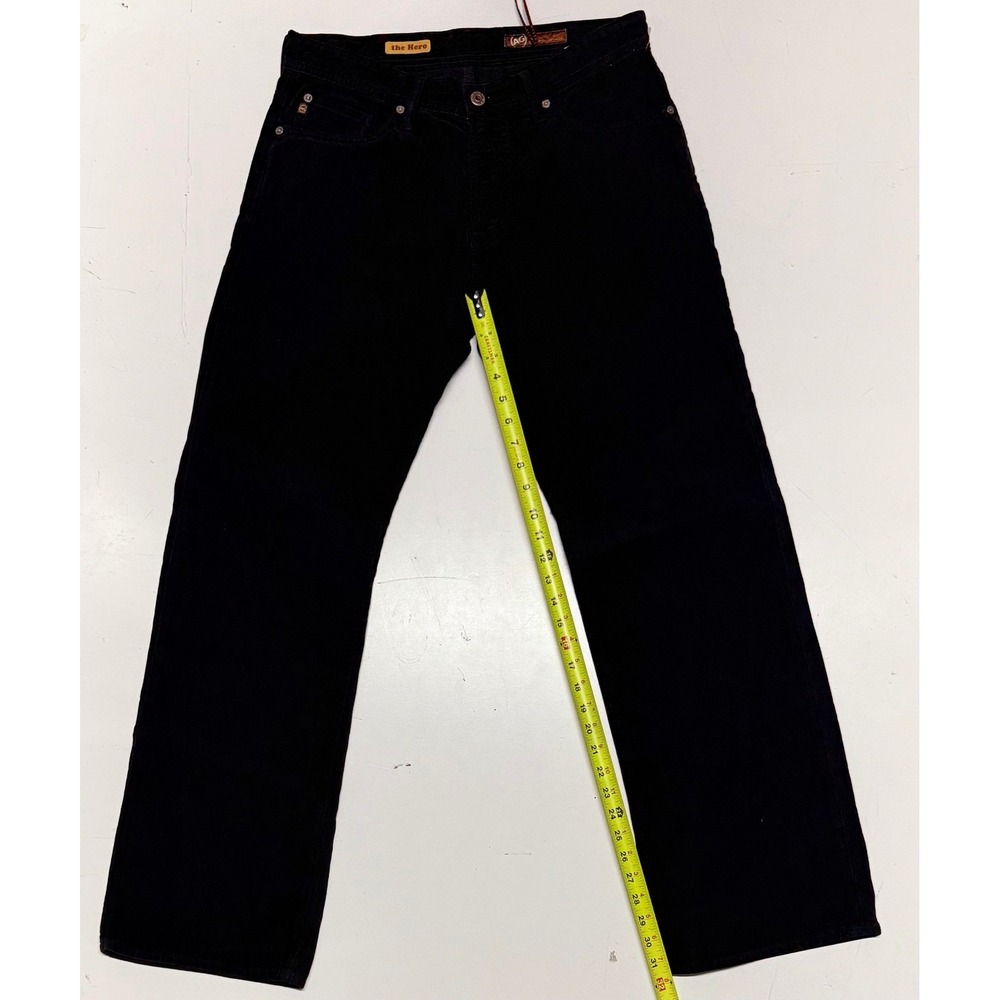 AG Adriano Goldschmied The Hero Mens Black Corduroy Straight Leg Pants Size 32